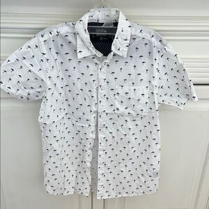White flamingo Print Men's button down Shirt